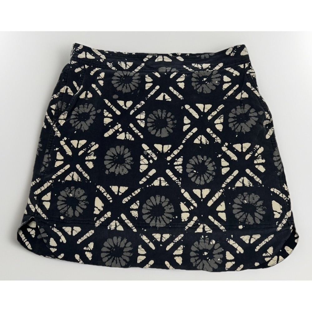 Madewell Women's Black Grey Distance Skirt Sz‎ Med Batik Grid 100% Silk Lined